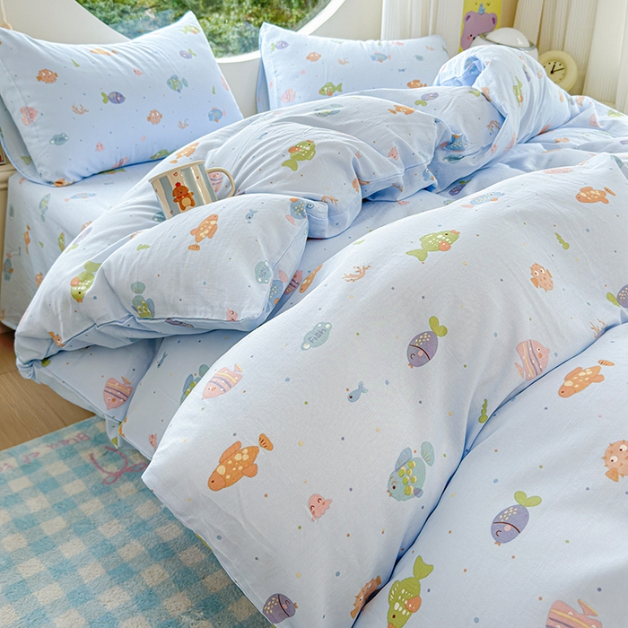 91家纺网 家纺一手货源 找家纺 （总）感遇家纺 2025新款全棉纯棉千柔双层纱四件套