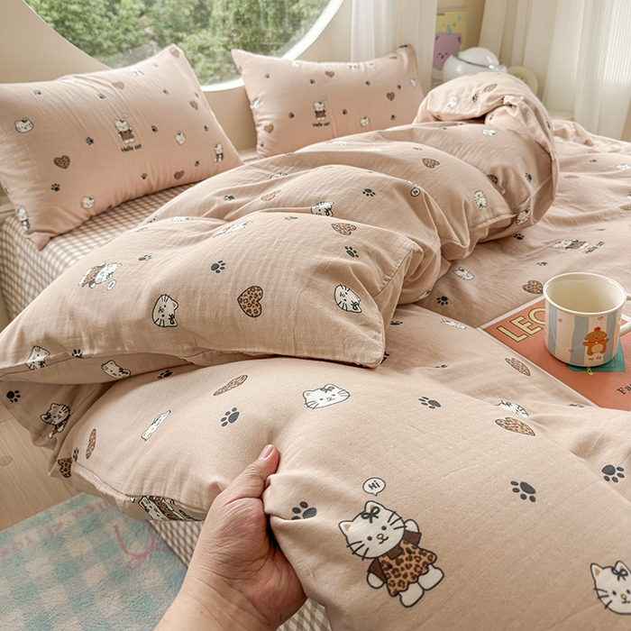 91家纺网 家纺一手货源 找家纺 （总）感遇家纺 2025新款全棉纯棉千柔双层纱四件套