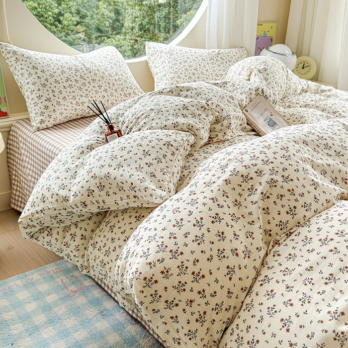 91家纺网 家纺一手货源 找家纺 （总）感遇家纺 2025新款全棉纯棉千柔双层纱四件套