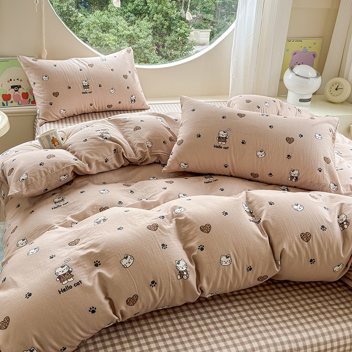 91家纺网 家纺一手货源 找家纺 （总）感遇家纺 2025新款全棉纯棉千柔双层纱四件套