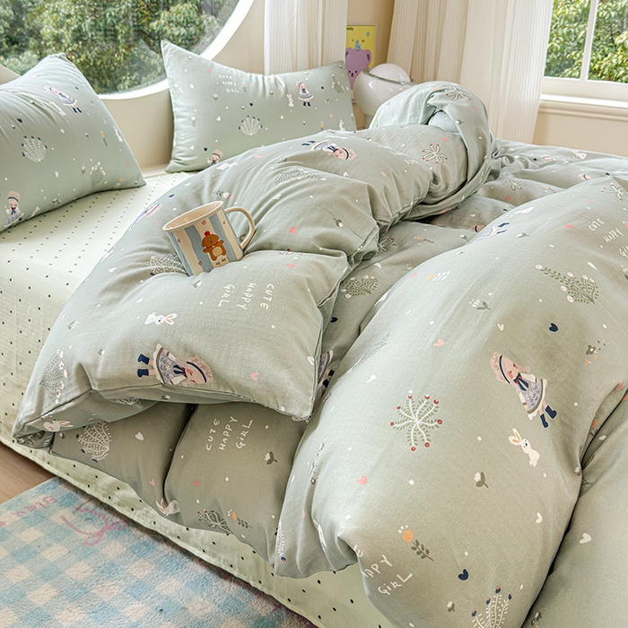 91家纺网 家纺一手货源 找家纺 （总）感遇家纺 2025新款全棉纯棉千柔双层纱四件套