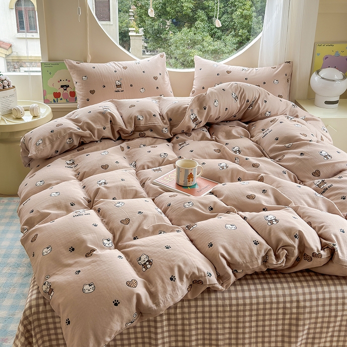 91家纺网 家纺一手货源 找家纺 （总）感遇家纺 2025新款全棉纯棉千柔双层纱四件套