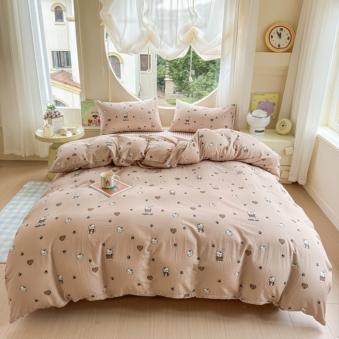 91家纺网 家纺一手货源 找家纺 （总）感遇家纺 2025新款全棉纯棉千柔双层纱四件套