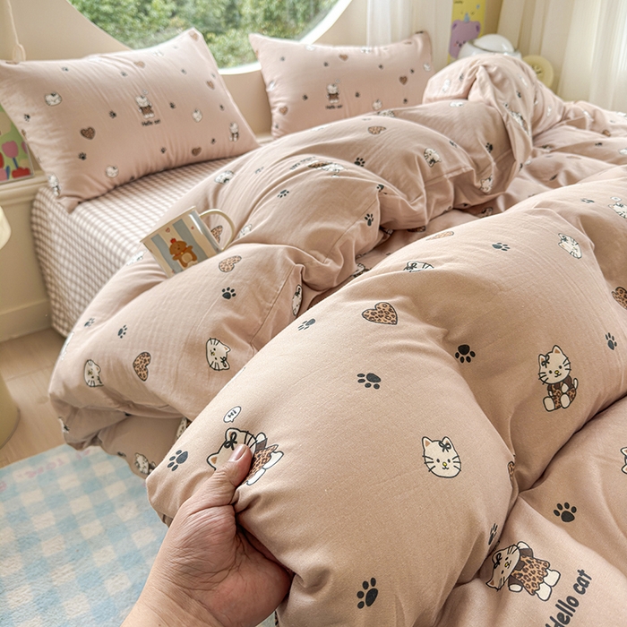 91家纺网 家纺一手货源 找家纺 （总）感遇家纺 2025新款全棉纯棉千柔双层纱四件套