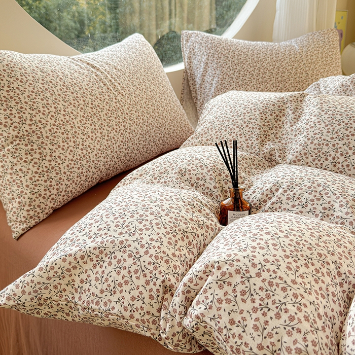 91家纺网 家纺一手货源 找家纺 感遇家纺 2025新款全棉纯棉千柔双层纱四件套 露娜