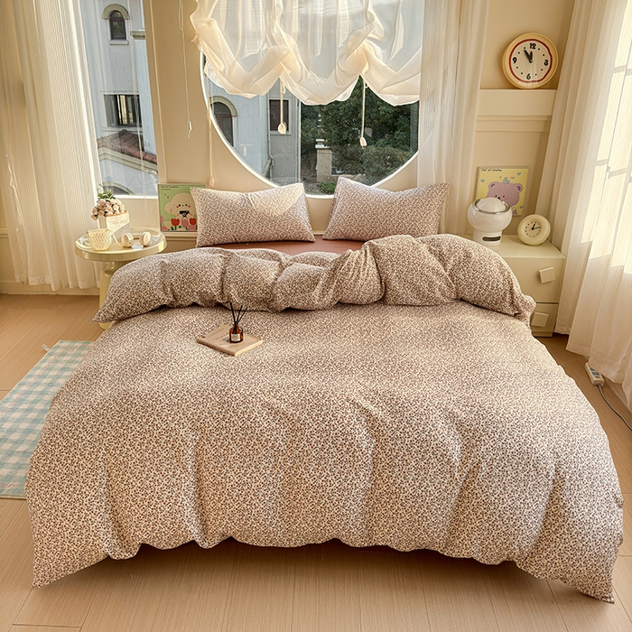 91家纺网 家纺一手货源 找家纺 感遇家纺 2025新款全棉纯棉千柔双层纱四件套 露娜