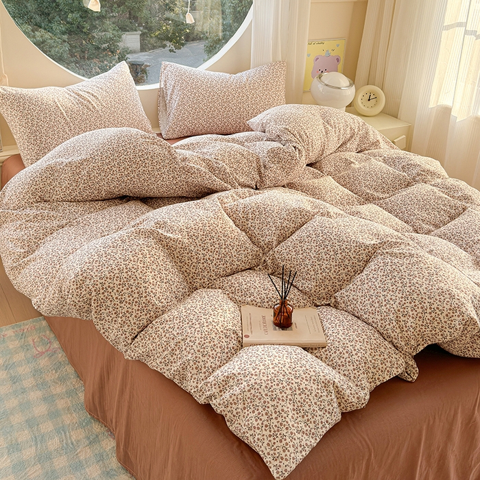 91家纺网 家纺一手货源 找家纺 感遇家纺 2025新款全棉纯棉千柔双层纱四件套 露娜