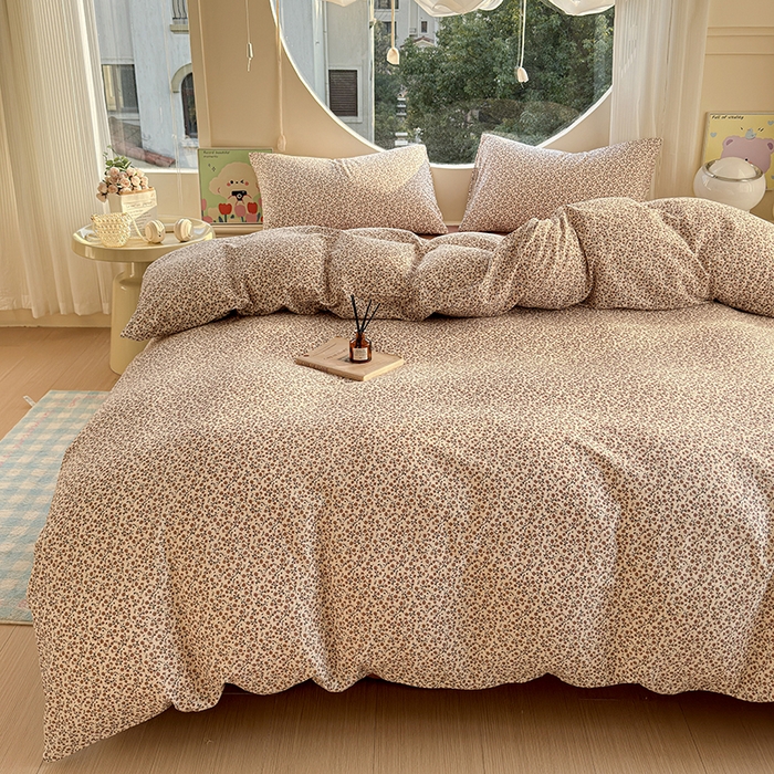 91家纺网 家纺一手货源 找家纺 感遇家纺 2025新款全棉纯棉千柔双层纱四件套 露娜