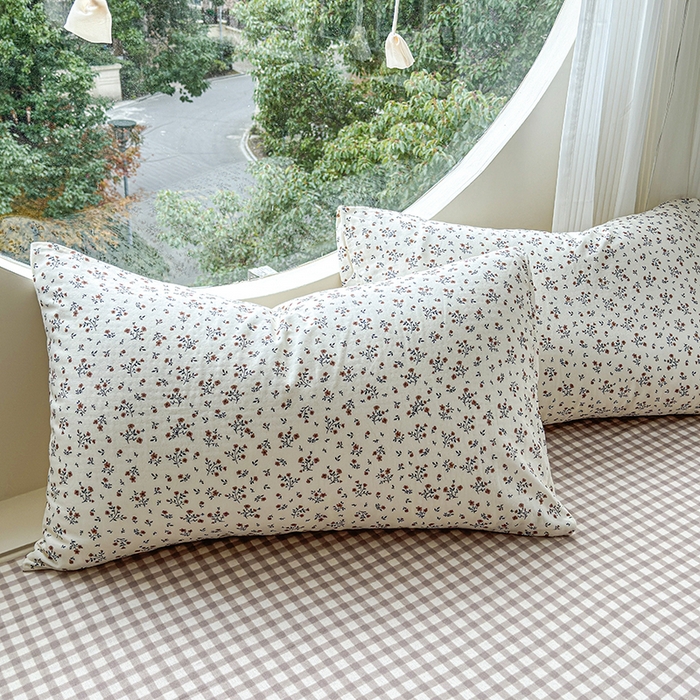 91家纺网 家纺一手货源 找家纺 感遇家纺 2025新款全棉纯棉千柔双层纱四件套 风铃草