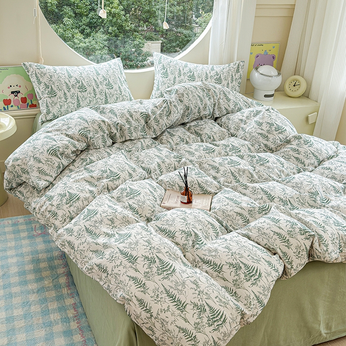 91家纺网 家纺一手货源 找家纺 感遇家纺 2025新款全棉纯棉千柔双层纱四件套 盛夏