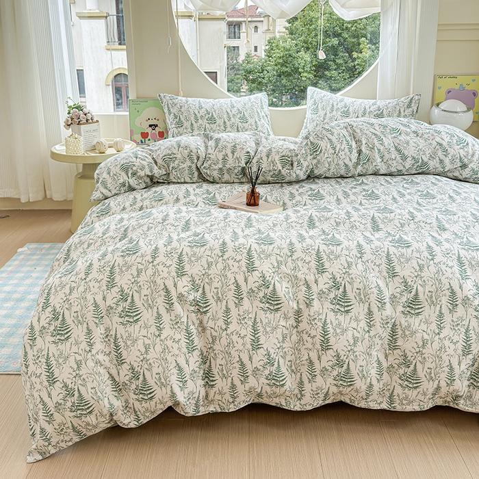 91家纺网 家纺一手货源 找家纺 感遇家纺 2025新款全棉纯棉千柔双层纱四件套 盛夏