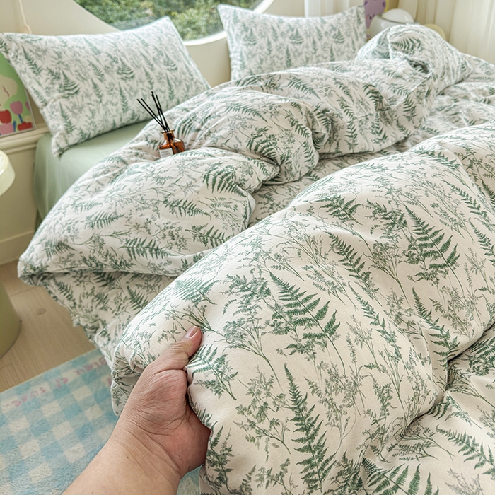 91家纺网 家纺一手货源 找家纺 感遇家纺 2025新款全棉纯棉千柔双层纱四件套 盛夏