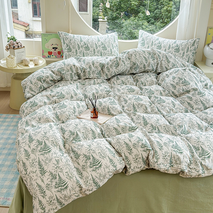 91家纺网 家纺一手货源 找家纺 感遇家纺 2025新款全棉纯棉千柔双层纱四件套 盛夏