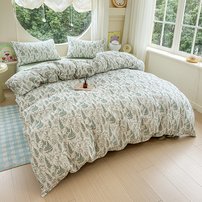 91家纺网 家纺一手货源 找家纺 感遇家纺 2025新款全棉纯棉千柔双层纱四件套 盛夏