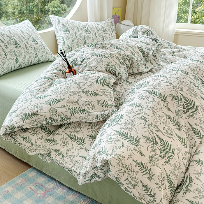 91家纺网 家纺一手货源 找家纺 感遇家纺 2025新款全棉纯棉千柔双层纱四件套 盛夏