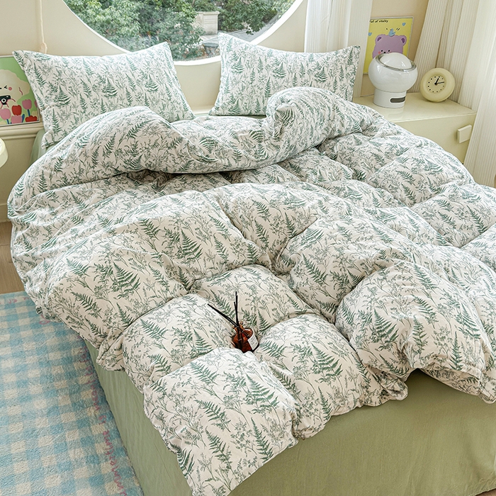 91家纺网 家纺一手货源 找家纺 感遇家纺 2025新款全棉纯棉千柔双层纱四件套 盛夏