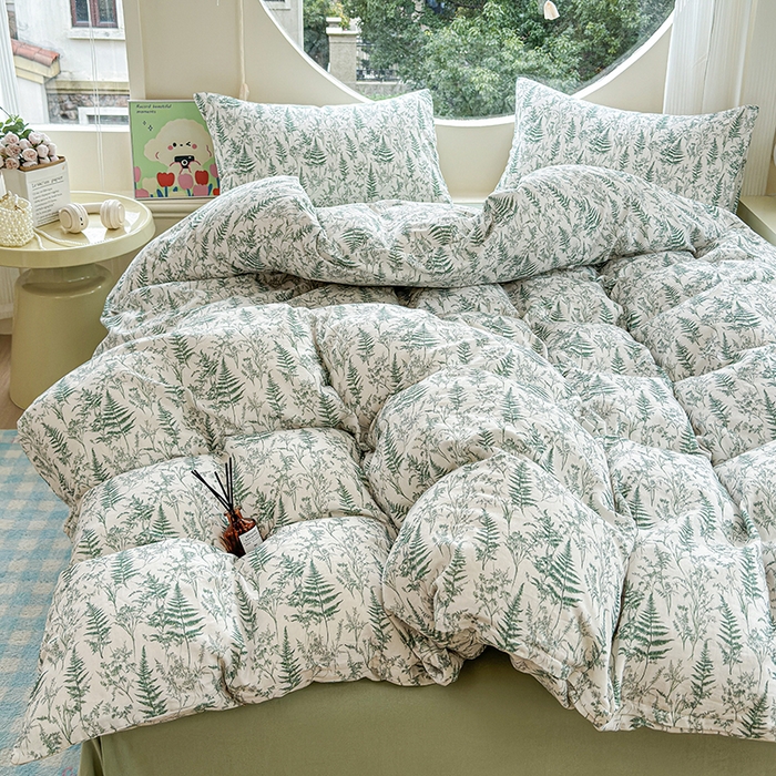 91家纺网 家纺一手货源 找家纺 感遇家纺 2025新款全棉纯棉千柔双层纱四件套 盛夏