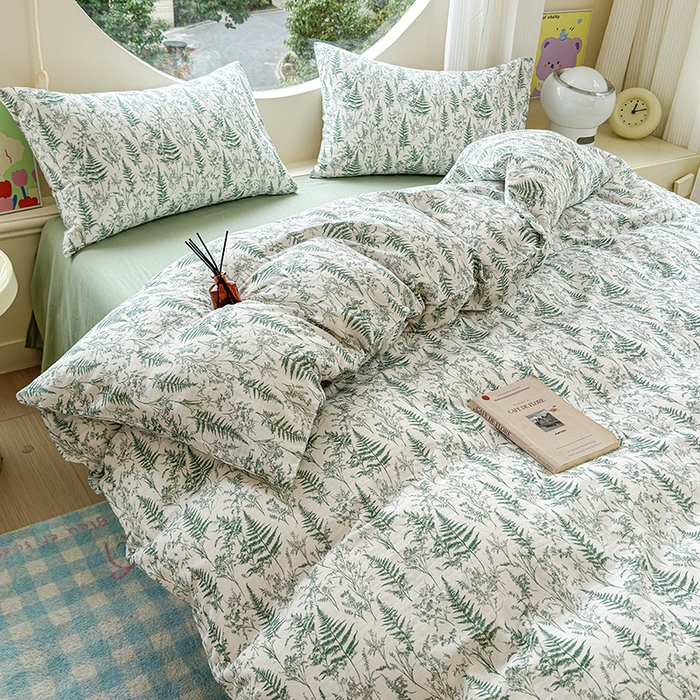 91家纺网 家纺一手货源 找家纺 感遇家纺 2025新款全棉纯棉千柔双层纱四件套 盛夏