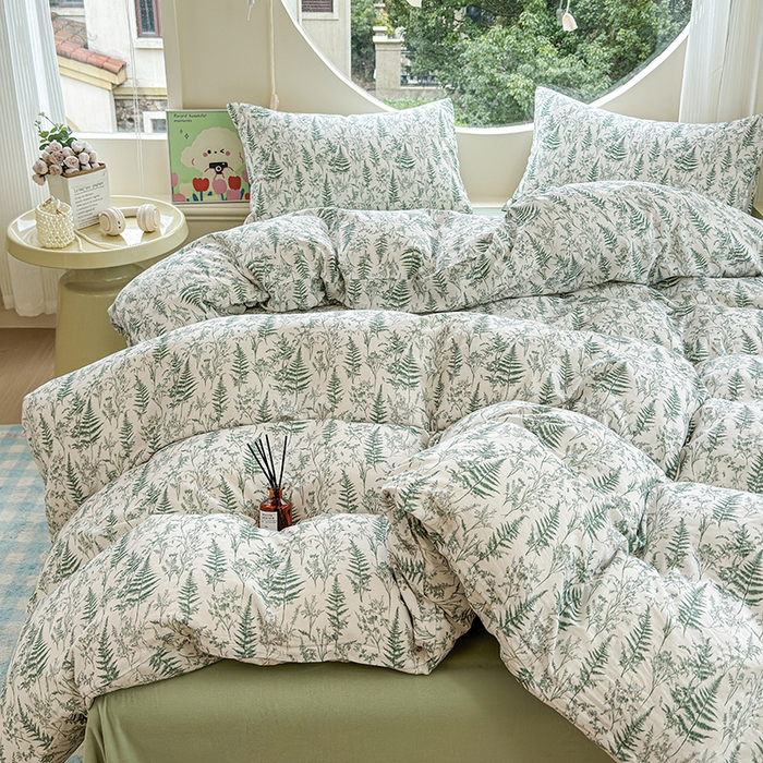 91家纺网 家纺一手货源 找家纺 感遇家纺 2025新款全棉纯棉千柔双层纱四件套 盛夏