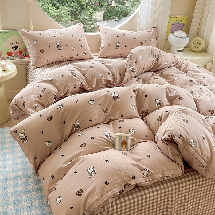 91家纺网 家纺一手货源 找家纺 （总）感遇家纺 2025新款全棉纯棉千柔双层纱四件套