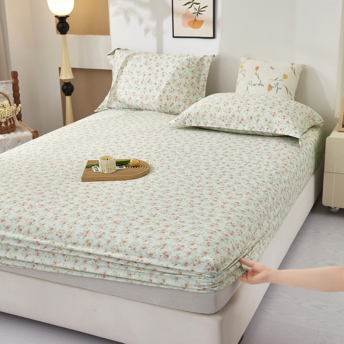 云玲时尚 2025春夏新款针织棉双层纱单床笠床笠单件 语恋