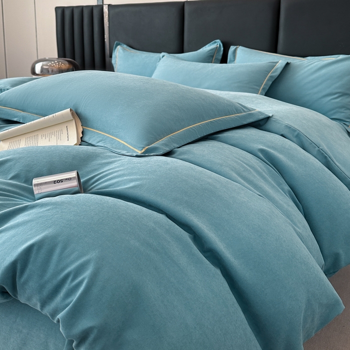 91家纺网 家纺一手货源 找家纺 优梦莱 2025春夏新款100%抗菌防螨四件套 维多利亚蓝