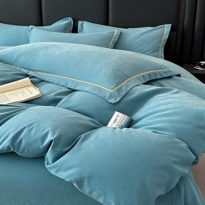 91家纺网 家纺一手货源 找家纺 优梦莱 2025春夏新款100%抗菌防螨四件套 维多利亚蓝