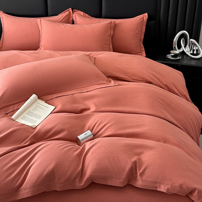 91家纺网 家纺一手货源 找家纺 优梦莱 2025春夏新款100%抗菌防螨四件套 海滩红