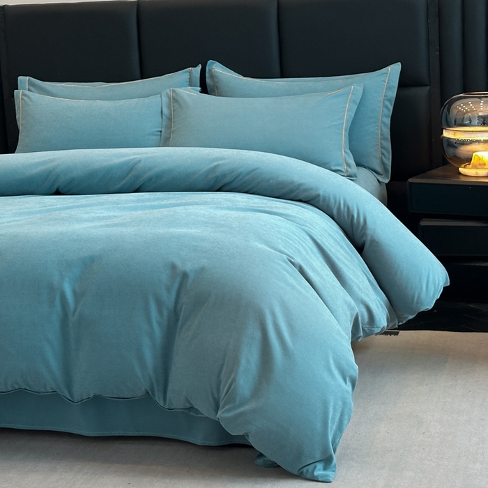 91家纺网 家纺一手货源 找家纺 优梦莱 2025春夏新款100%抗菌防螨四件套 维多利亚蓝