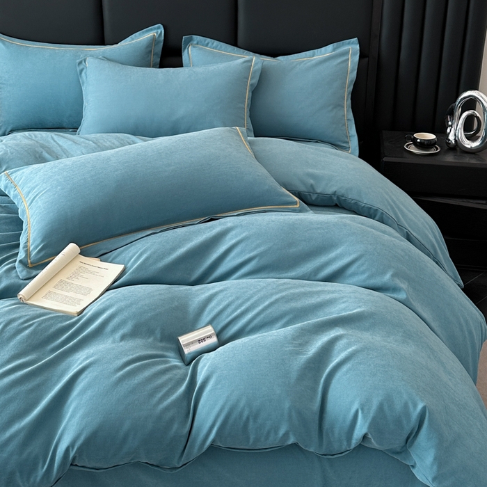 91家纺网 家纺一手货源 找家纺 优梦莱 2025春夏新款100%抗菌防螨四件套 维多利亚蓝