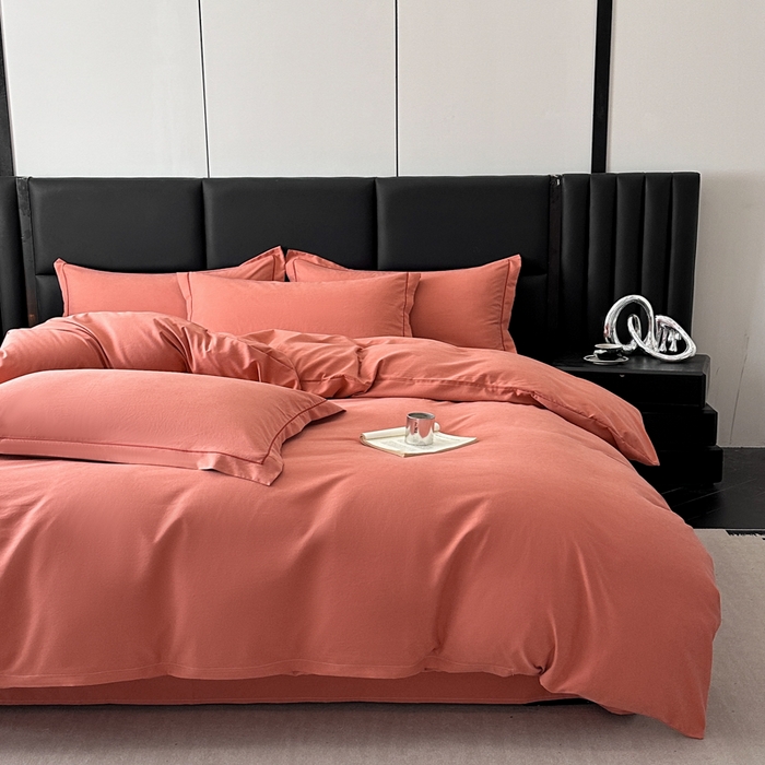 91家纺网 家纺一手货源 找家纺 优梦莱 2025春夏新款100%抗菌防螨四件套 海滩红