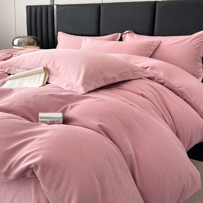 91家纺网 家纺一手货源 找家纺 优梦莱 2025春夏新款100%抗菌防螨四件套 草莓冰粉