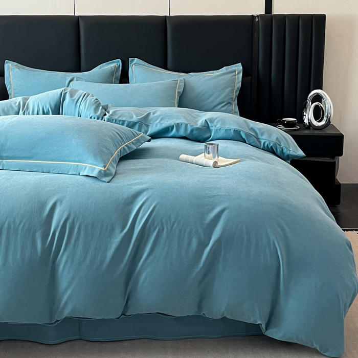 91家纺网 家纺一手货源 找家纺 优梦莱 2025春夏新款100%抗菌防螨四件套 维多利亚蓝