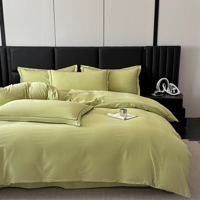 91家纺网 家纺一手货源 找家纺 优梦莱 2025春夏新款100%抗菌防螨四件套 奶油黄