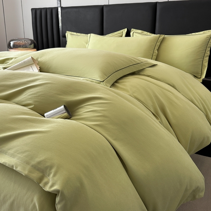 91家纺网 家纺一手货源 找家纺 优梦莱 2025春夏新款100%抗菌防螨四件套 奶油黄