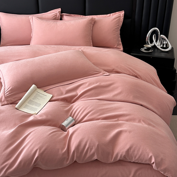 91家纺网 家纺一手货源 找家纺 优梦莱 2025春夏新款100%抗菌防螨四件套 火烈鸟粉