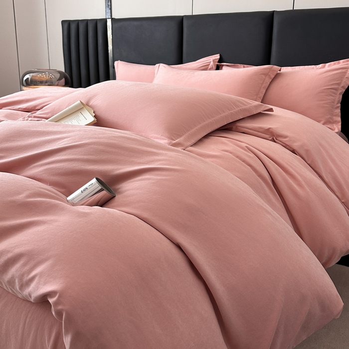 91家纺网 家纺一手货源 找家纺 优梦莱 2025春夏新款100%抗菌防螨四件套 火烈鸟粉