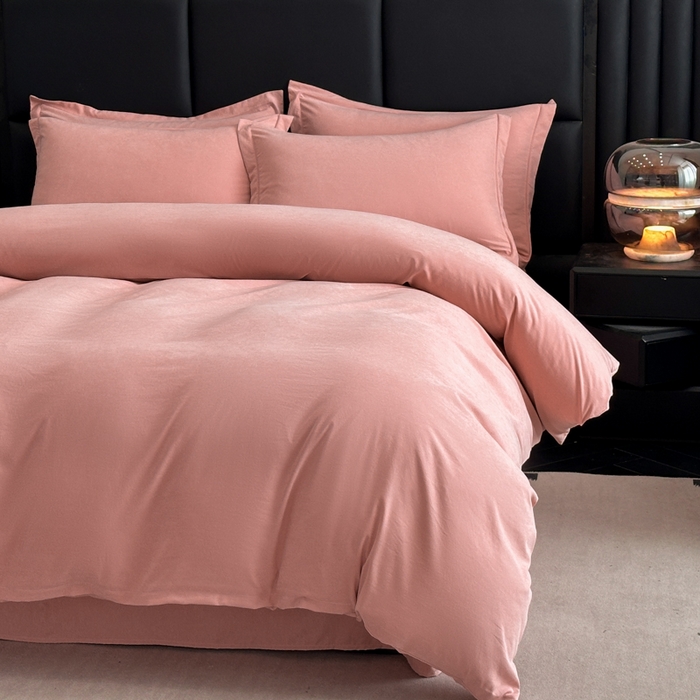 91家纺网 家纺一手货源 找家纺 优梦莱 2025春夏新款100%抗菌防螨四件套 火烈鸟粉