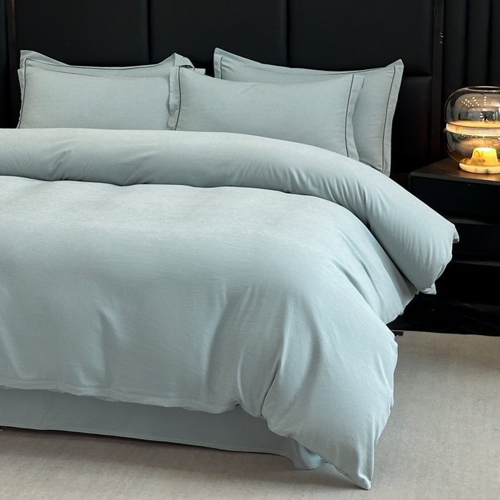 91家纺网 家纺一手货源 找家纺 优梦莱 2025春夏新款100%抗菌防螨四件套 浅灰绿