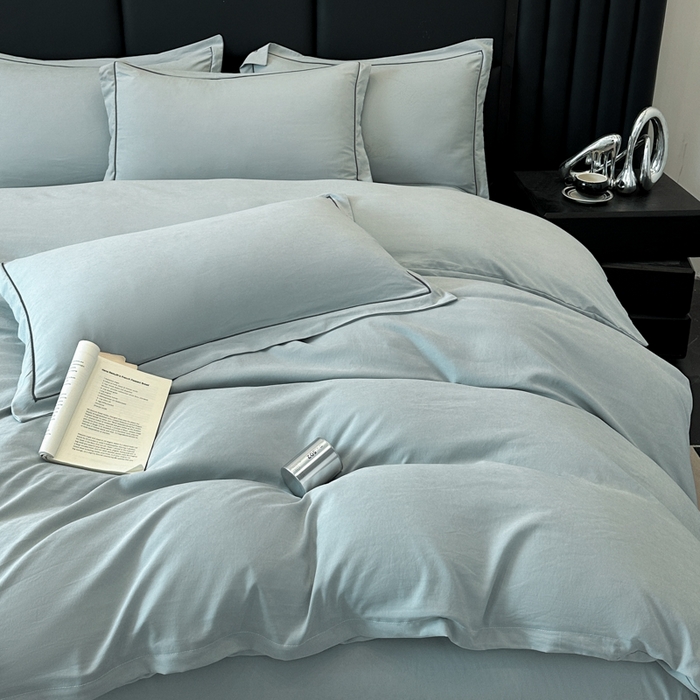 91家纺网 家纺一手货源 找家纺 优梦莱 2025春夏新款100%抗菌防螨四件套 浅灰绿