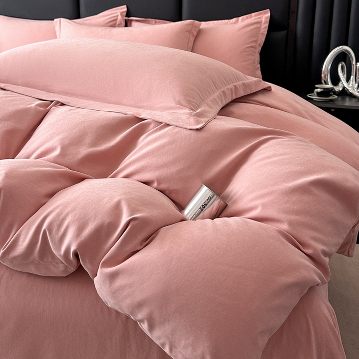 91家纺网 家纺一手货源 找家纺 优梦莱 2025春夏新款100%抗菌防螨四件套 火烈鸟粉