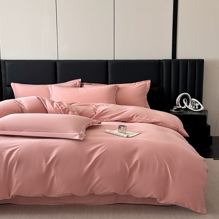 91家纺网 家纺一手货源 找家纺 优梦莱 2025春夏新款100%抗菌防螨四件套 火烈鸟粉