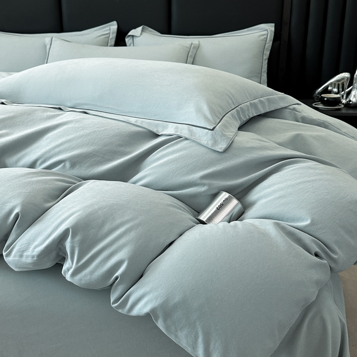 91家纺网 家纺一手货源 找家纺 优梦莱 2025春夏新款100%抗菌防螨四件套 浅灰绿