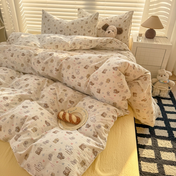91家纺网 家纺一手货源 找家纺 繁花家居 2025学生季第二波木棉水洗棉四件套三件套跑量款 狗狗家族