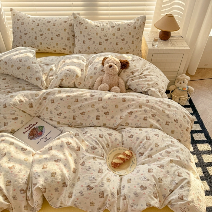 91家纺网 家纺一手货源 找家纺 繁花家居 2025学生季第二波木棉水洗棉四件套三件套跑量款 狗狗家族