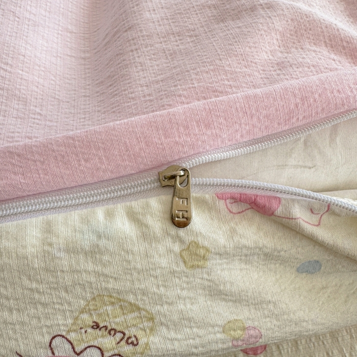 91家纺网 家纺一手货源 找家纺 繁花家居 2025学生季第二波木棉水洗棉四件套三件套跑量款 甜筒小猫-米