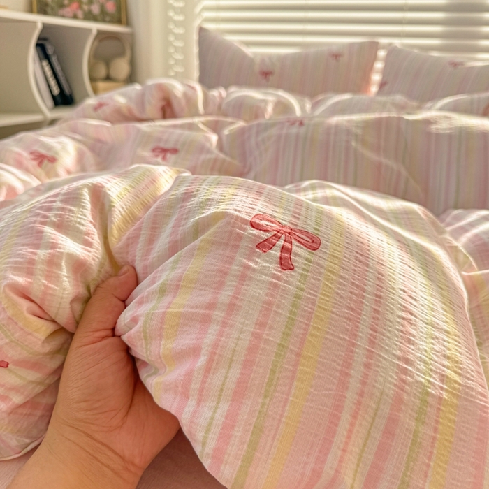 91家纺网 家纺一手货源 找家纺 繁花家居 2025学生季第二波木棉水洗棉四件套三件套跑量款 粉黛佳人