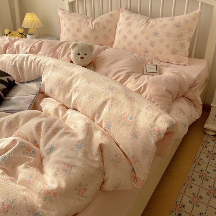 91家纺网 家纺一手货源 找家纺 繁花家居 2025学生季第二波木棉水洗棉四件套三件套跑量款 海棠秘境