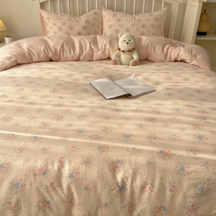 91家纺网 家纺一手货源 找家纺 繁花家居 2025学生季第二波木棉水洗棉四件套三件套跑量款 海棠秘境