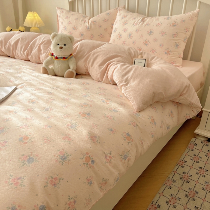 91家纺网 家纺一手货源 找家纺 繁花家居 2025学生季第二波木棉水洗棉四件套三件套跑量款 海棠秘境